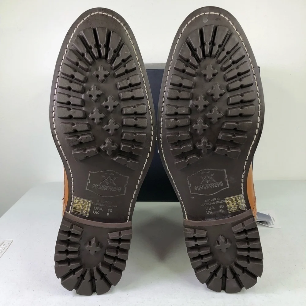 Anthony Veer Grant Walnut Leather Lace Up Boots Size 10D